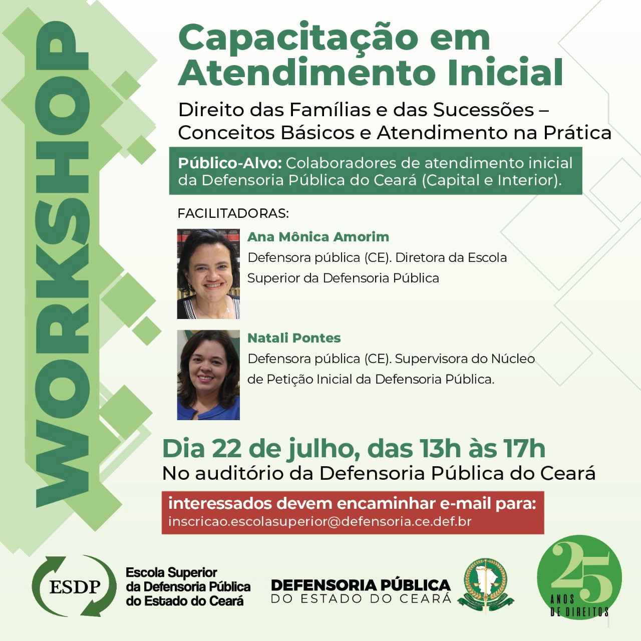 Workshop Capacitação Atendimento Inicial - Direito das Famílias e das Sucessões
