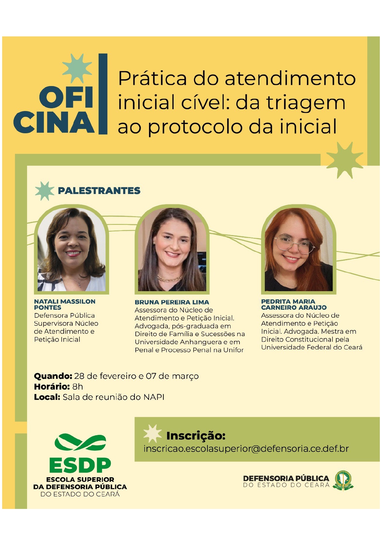 Oficina Prática do atendimento inicial cível: da triagem ao protocolo da inicial